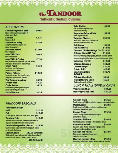 tandoor by rich menu
